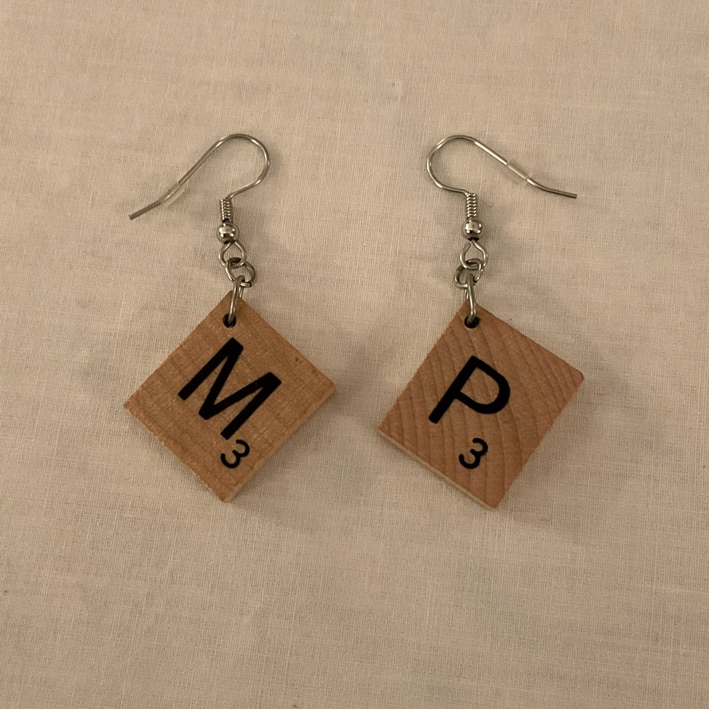 Scrabble earrings